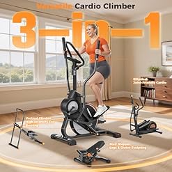 Alternative view of YOSUDA Elliptical Exercise Machine, 3-in-1 (Elliptical + Cardio Climber + Stair Stepper) Elliptical Machine for Home with 45°Incline, 15.5 in Stride, 16-Levals Resistance, Quiet Magnetic System