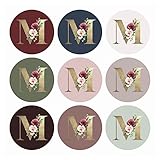 Mobiusea Creation Monogram Stickers| Gold Foil | Initial Envelope Seals Letter M | 9 Chic Color Asso