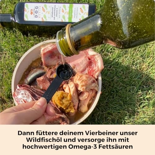 Dog-Native Wildfischöl für Hunde, Omega-3 Öl für Fell & Haut, Fischöl aus Wildfang, Barföl mit Vitamin E, Lachsöl Alternative in dunkler Glasflasche, 500ml