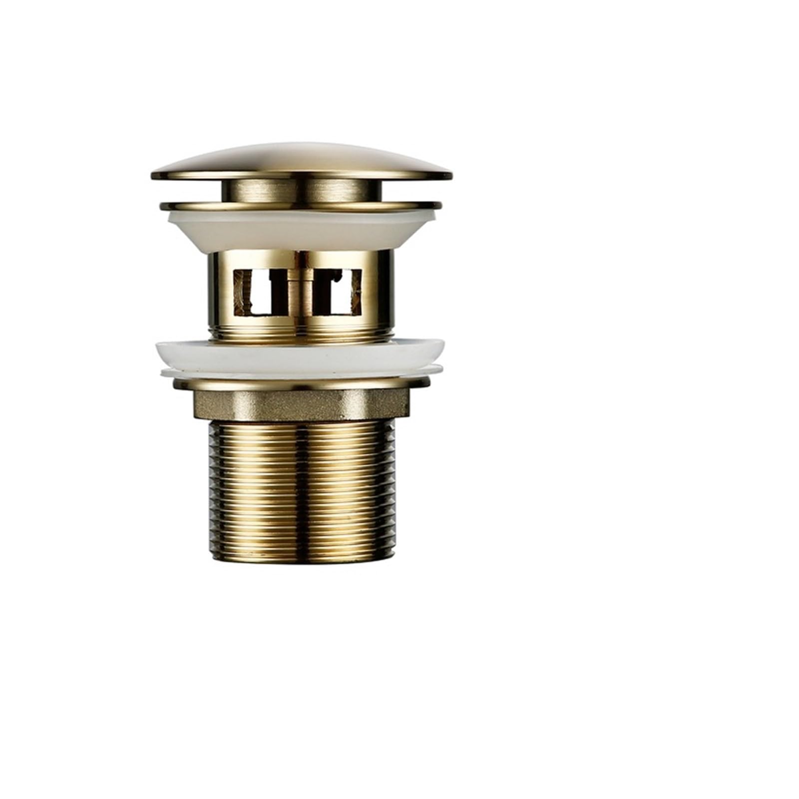 Piletta di Scarico a Scomparsa for lavabo, Accessori for lavabo, Supporto Solido, Vasca da Bagno Rotonda, Scarico a Filo in Ottone per Bagno(Brushed Gold-1)