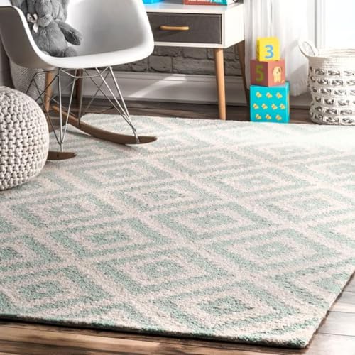 Image of Hand Tufted Wool Carpets Anti Shedding Rug Modern Carpets for Living Room Size 12x16 Feet