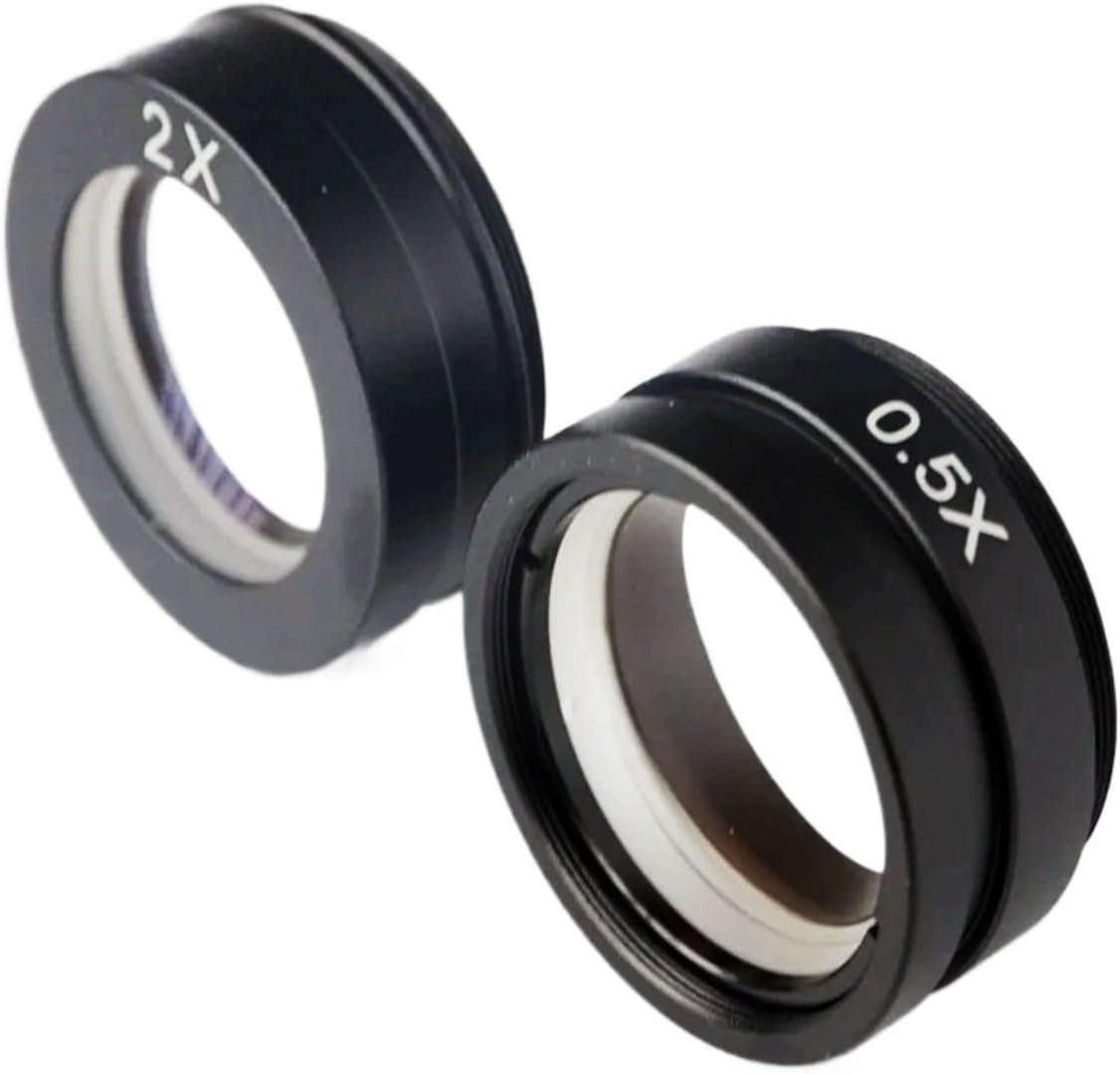 Microscope Accessories Kit 2pcs/lot 0.5 X 2.0 Industry Microscope Camera Objective Lens fit for ZM45 C-Mount Lens Barlow Auxiliary Glass Lens Microscope Slides