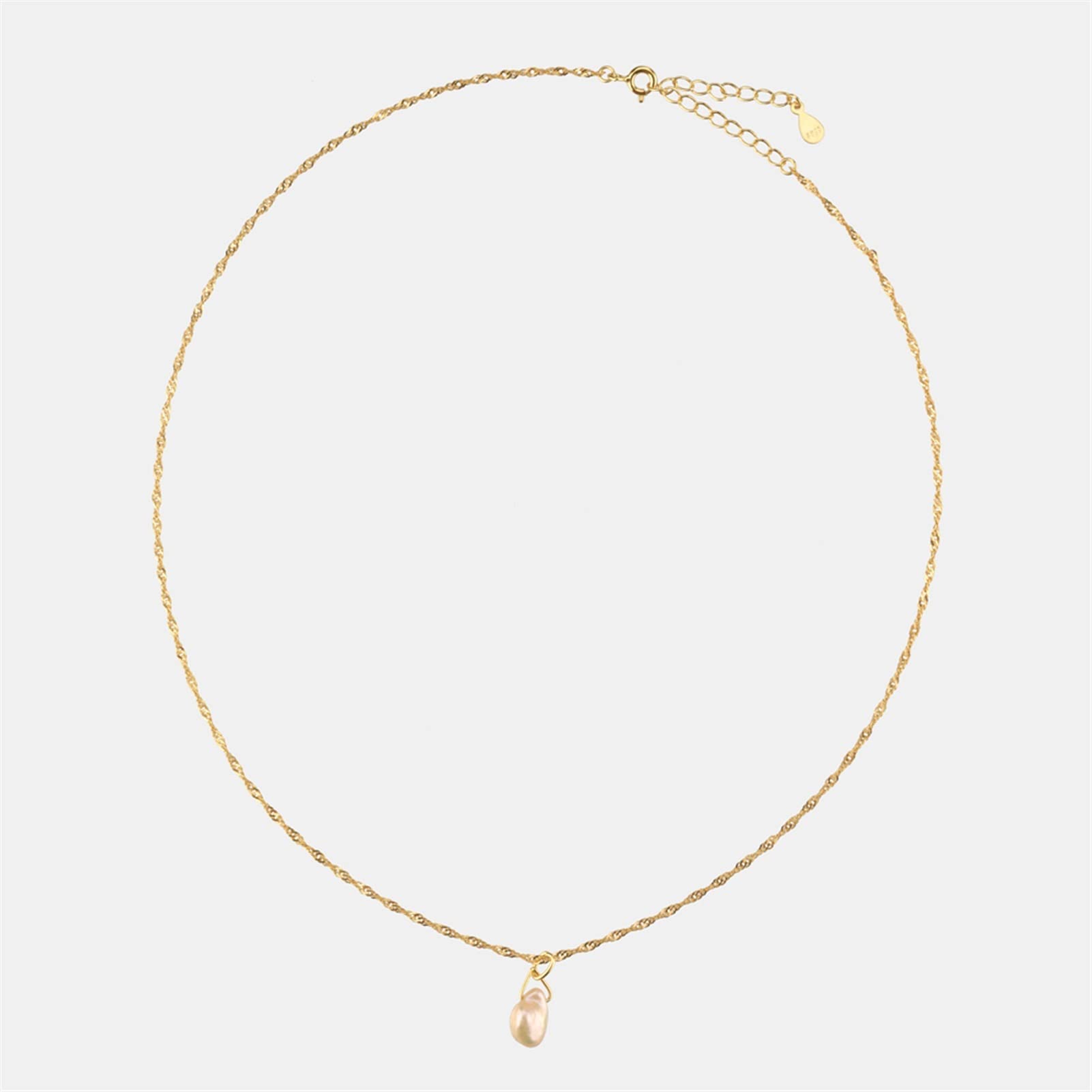Collane 925 Sterling Argento Perla Irregolare Pendente a Ciondolo Lungo Catena di Lusso Signore Gioielli a Sospensione for Feste di Nozze Collana da Donna (Gem Color : Gold)