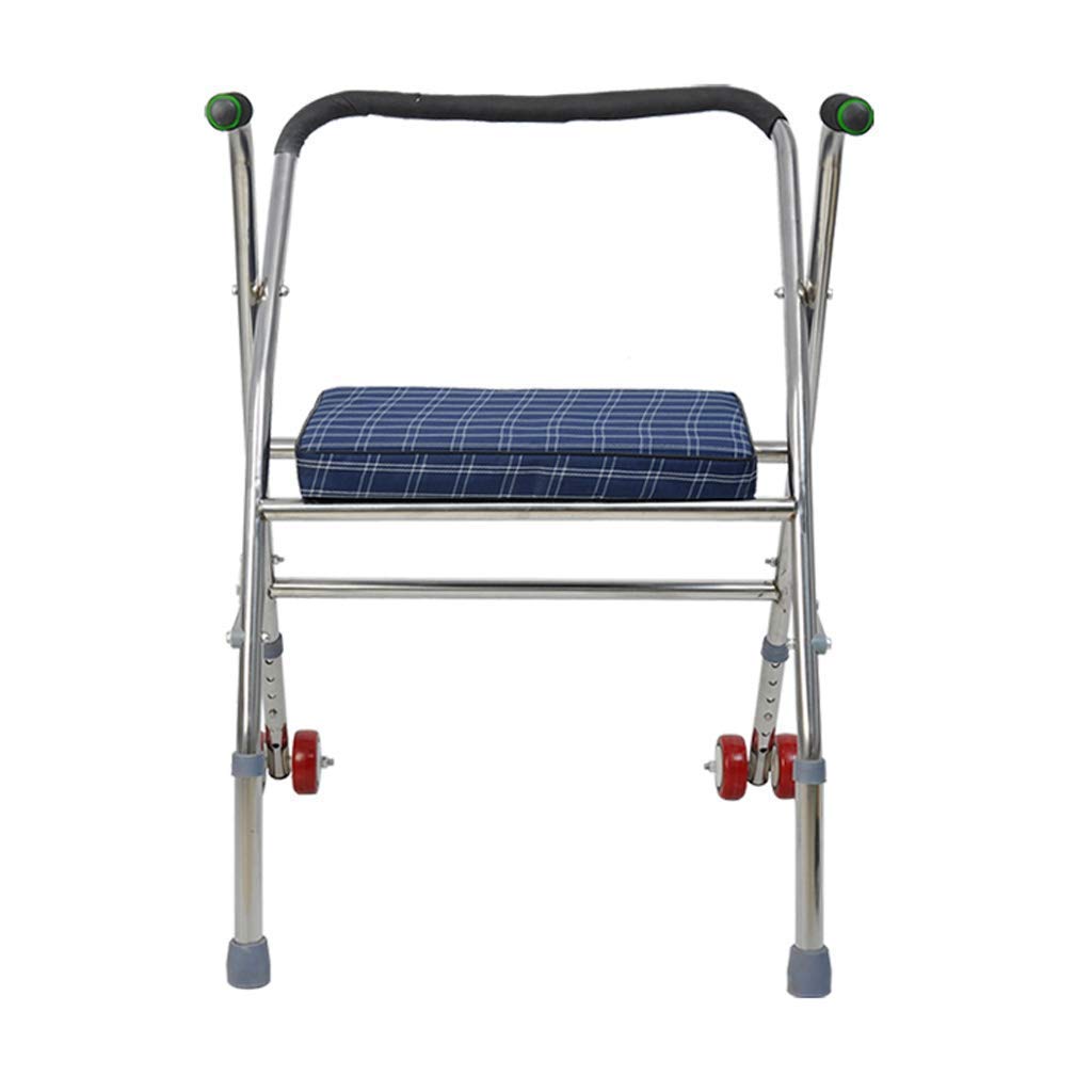 Andador para Ancianos,Andador con andador plegable de 2 ruedas, práctico y ligero, con asiento, ayuda para la movilidad, andador con andador plegable para personas mayores
