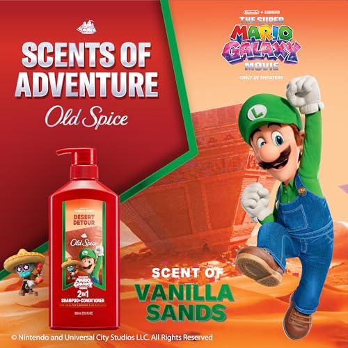 Image of Old Spice Mens 2-in-1 Shampoo and Conditioner, Desert Detour, x The Super Mario Galaxy Movie, 21.9 fl oz