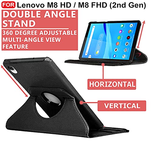 Image of CEDO Lenovo Tab M8 HD / M8 2nd Gen FHD (8 inch) Flip Cover | Leather Finish | 360 Degree Rotate Flip Cover | Back Cover Case for Lenovo Tab M8 HD / M8 (2nd Gen) FHD (8 inch) TB-8505 X /F /N (Black)