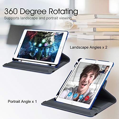 Image of Fintie Rotating Case for iPad 9th Generation (2021) / 8th Generation (2020) / 7th Gen (2019) 10.2 Inch - 360 Degree Rotating Stand Cover with Pencil Holder, Auto Wake Sleep, Blue Starry Sky