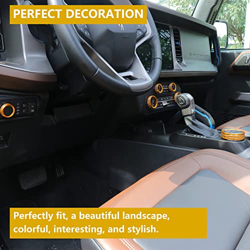 Rerpro Air Conditioner Headlight Switch Knob Cover Trim For 2021 2022 2023 New Ford Bronco 2/4 Door Interior Accessories Audio 4 Wheel Drive Trailer Gear Control Knob Aluminum Decor 6 Piece Yellow #TOP3