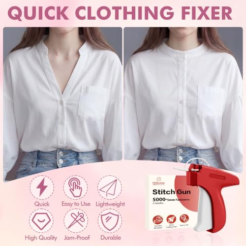 Image of Stitch Gun for Clothes, Tagging Gun, Quick Clothing Fixer, Red