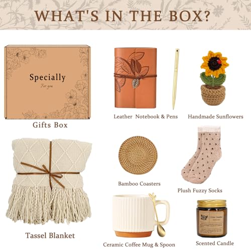 Get Well Gifts for Women,Sending Sunshine Self Care Package Thinking of You Unique Birthday Gift Baskets for Women Best Friend Sister Mom Teen Girls Wife Girlfriend — view 2