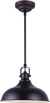 Canarm Sussex 1-Light LED Pendant Light, Matte Black Finish with Adjustable Rod, Dimmable Modern Lighting for Kitchen Island, Dining Room or Living Room