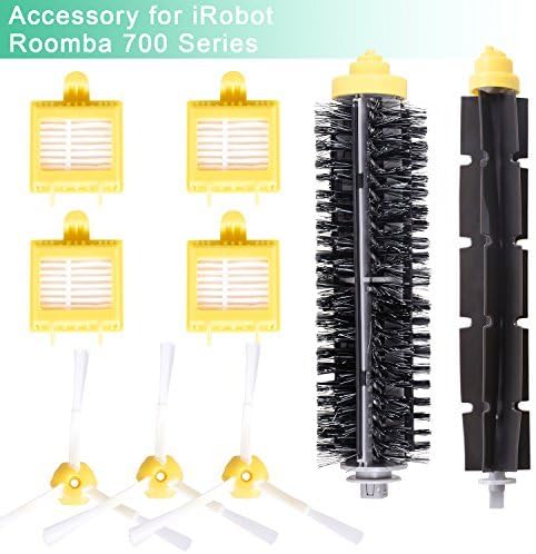 Roomba 700 Series Accessories Kit Replacement Parts for iRobot Roomba 700 Series 760 770 780 790, 4 HEPA Filters 3 Side Brushes 1 Bristle Brushes 1 Flexible Beater Brushes