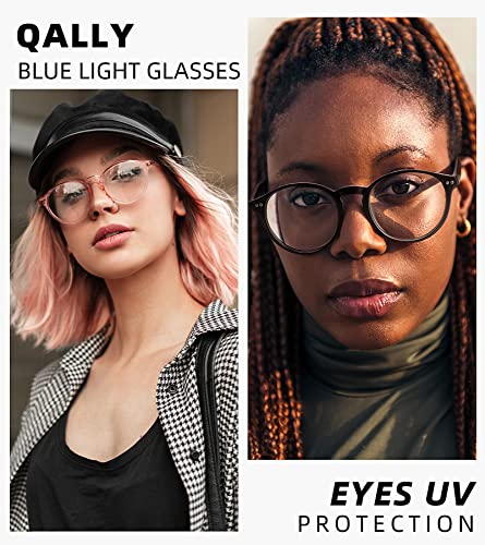 Image of Womens Round Blue Light Blocking Glasses Anti Eye Strain Glasses Clear Lens Computer Eyeglasses with Filter UV Light