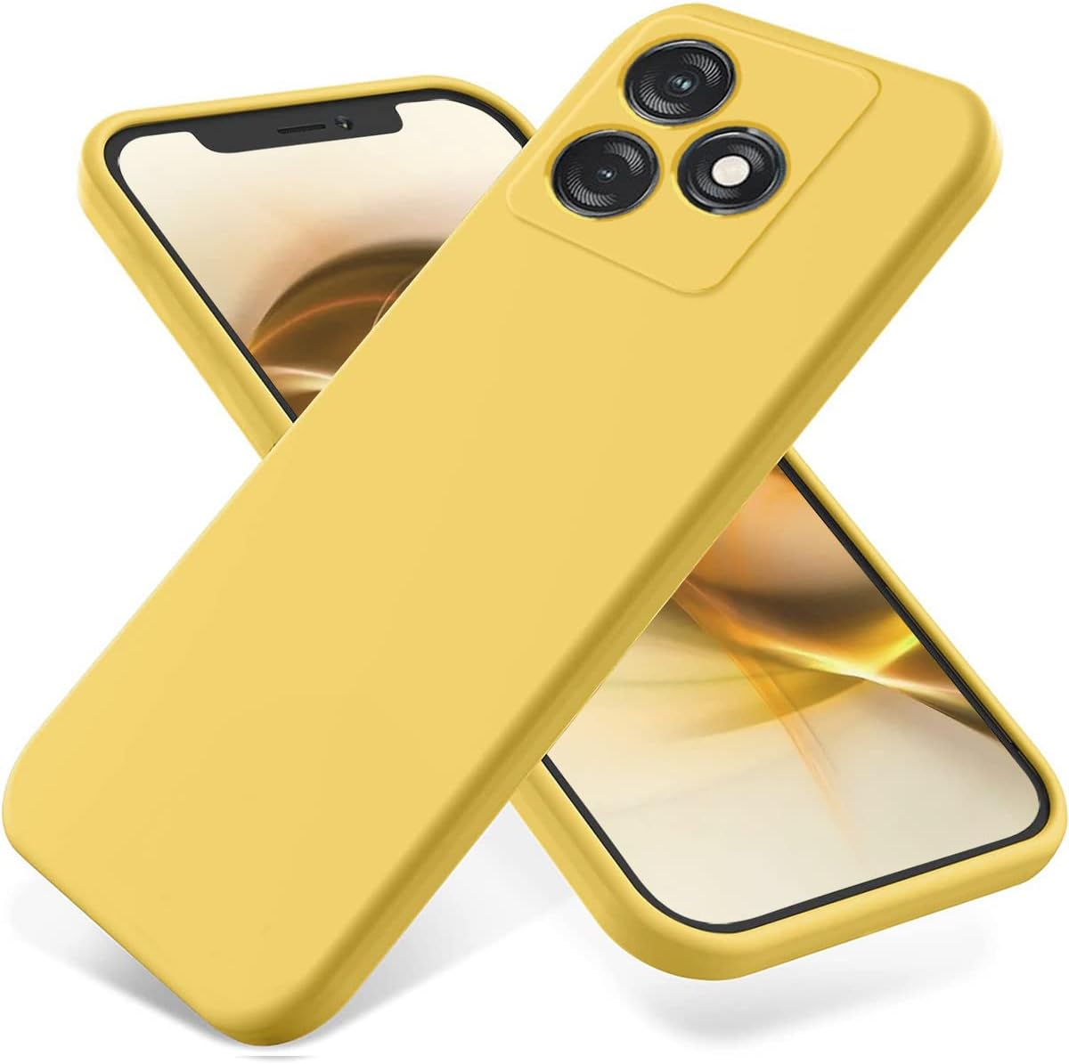 Case for Tecno Spark 10/Tecno Spark 10C, Liquid Silicone Protective Phone Case for Tecno Spark 10/Tecno Spark 10C with Silicone Lanyard, Slim Thin Soft Shockproof Cover for Tecno Spark 10 Yellow