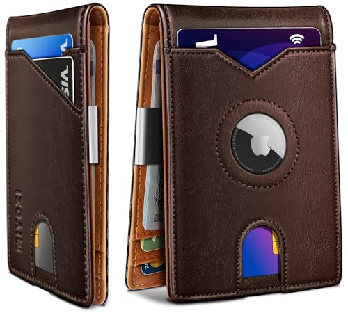 Airtag Wallet for Men,with Money Clip 11 Cards Slim Front Pocket Leather RFID Blocking Wallet with Gift Box