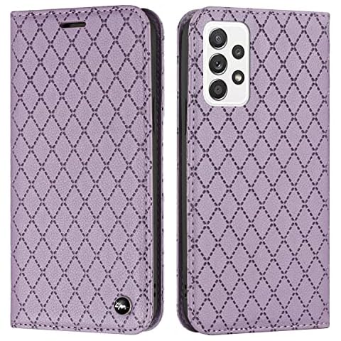 Samsung Galaxy A23 5G / M13 / M23 Case RFID Blocking Leather Flip Folio Notebook Wallet Cover with Card Holder Stand Silicone Bumper Shockproof Phone Cases for Samsung A23 5G / M13 / M23 Purple Cover