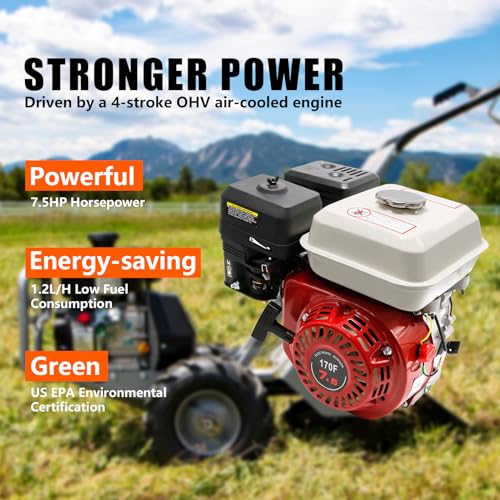 4-Stroke 7.5HP 210cc Gas Engine - 3/4" (19MM) Shaft Diameter,Pull Start Petrol Engine,GX170F OHV Air Cooled Horizontal for Go Karts,Mini BikeLog,Microtiller,Lawn Mower… - Image 5