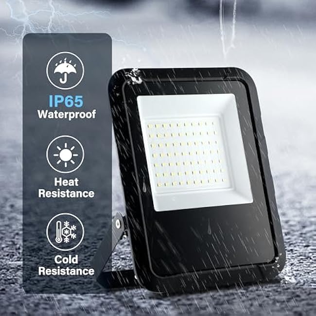 Simple Deluxe 2 Pack LED Flood Lights Outdoor, 70W 7000LM Super Bright Outside Work Light with Plug, IP65 Waterproof, 6500K Floodlight for Garage, Yard, Lawn