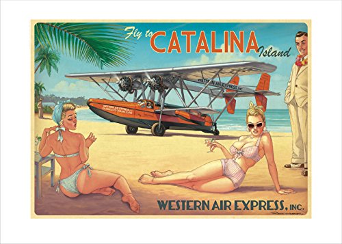 Affiche HUGAULT Catalina Island 50x70cm poster signé pour décoration murale