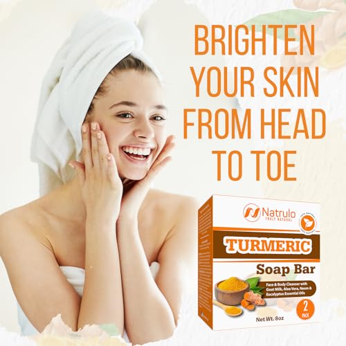 Natrulo Natural Turmeric Soap Bar for Face & Body – Turmeric Skin Soap Wash for Dark Spots, Intimate Areas, Underarms – Turmeric Face Soap Reduces Acne, Fades Scars & Cleanses Skin