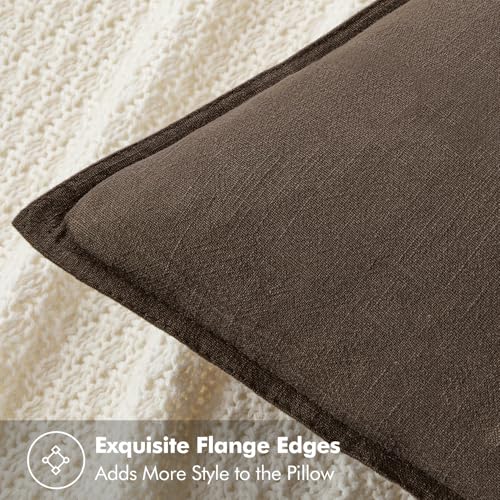 Image of MIULEE Decorative Linen Pillow Covers 20x20 Inch Dark Coffee Chocolate Boho Farmhouse Neutral Winter Couch Throw Pillows for Bed Pack of 2 Accent Modern Pillowcase Sofa Livingroom Home Decor
