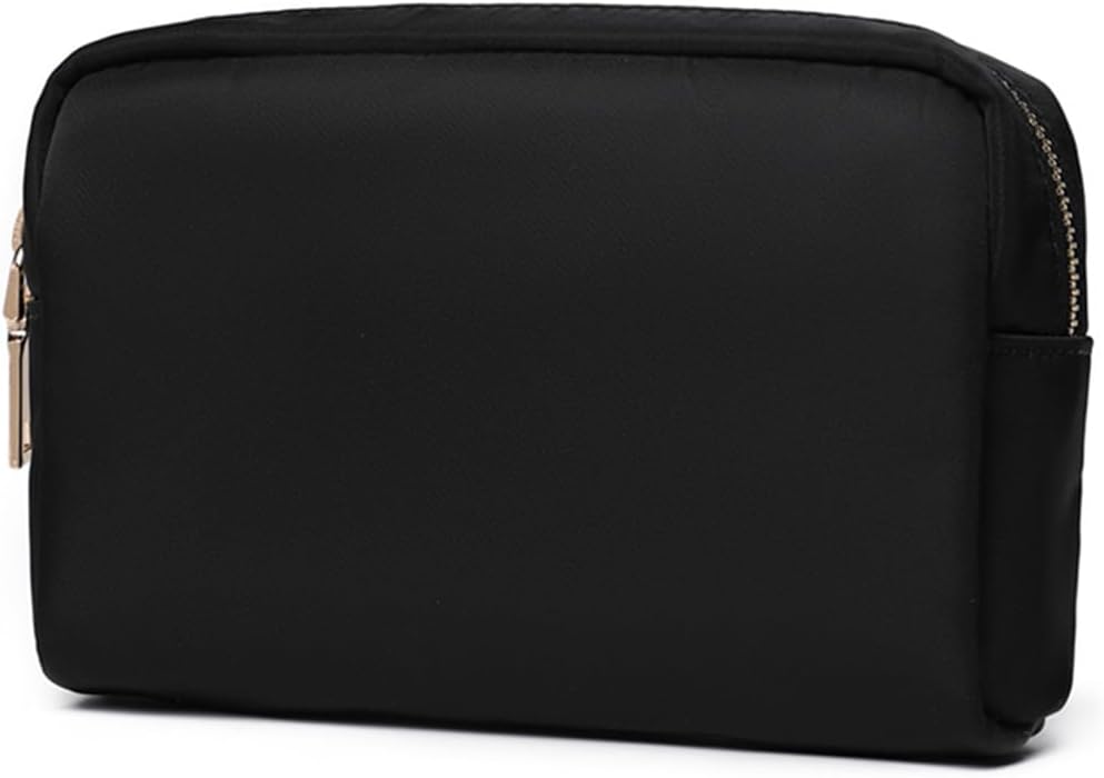 Makeup Bag for Purse Travel Cosmetic Bag (Nylon Black)