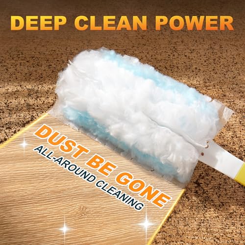 Image of JOYMOOP Disposable Electrostatic Duster for Cleaning, with 1 Handles & 12 Ct Blue Heavy Duty Refills for Swiffer Feather Duster, Household Cleaning Tool for Electronics, Dusting Furniture, Blinds