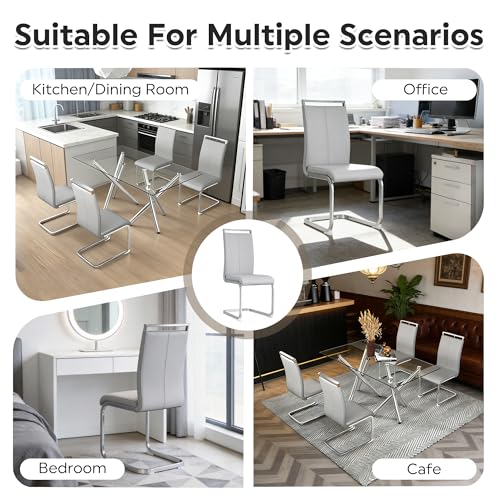 Image of Baysitone Modern Dining Chairs Set of 8, Side Dining Room Chairs, High Back Kitchen Chairs with Faux Leather Padded Seat for Dining Room,Kitchen, Living Room Gray