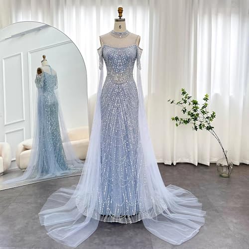 Charming Beaded Prom Dress Tulle Evening Dress Long Sleeves Pageant Dress2
