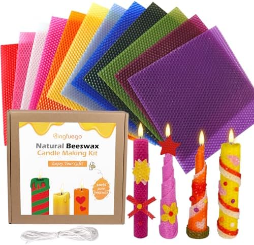Bingfuego Beeswax Candle Making Kit for Kids - 12 Sheets for Roll...