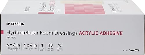 Miniatura 8 de McKesson Apósitos de espuma hidrocelular, estéril, adhesivo acrílico, dimensión 6 x 6 pulgadas, almohadilla de 4 x 4 pulgadas, 10 unidades, 1 paquete