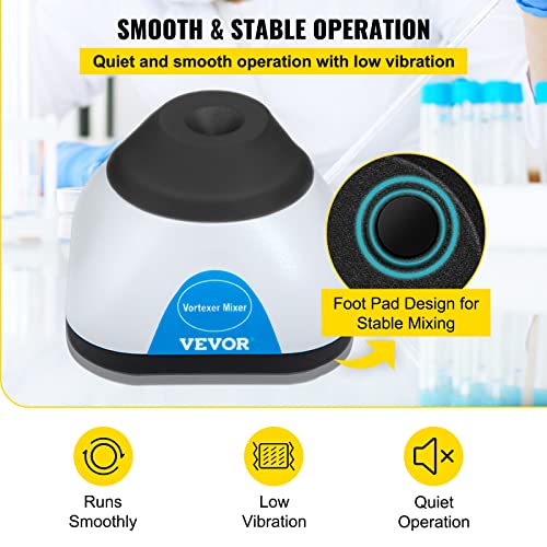 Image of VEVOR Vortex Mixer, 3000RPM Mini Vortex Mixer Shaker, Touch Function Scientific Lab Vortex Shaker, Mix Up to 50ML, 6mm Orbital Diameter for Test Tube, Nail Polish, Eyelash Adhesives, Paint