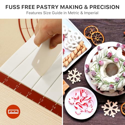 Image of Silicone Baking Mat,28 inch x 20 inch Extra Thick Large Non Stick Sheet Mat with Measurement Non-slip Dough Rolling Mat,Reusable Food Grade Silicone Counter Mat for Making Cookies,Macarons,Bread and Pastry
