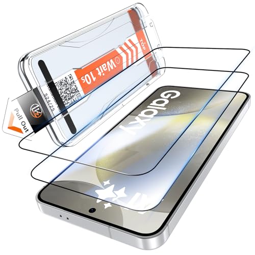 LK 2 Pezzi Vetro Temperato per Samsung Galaxy S25/S24, Rimozione Automatica Della Polvere, Senza Bolle, Installazione Automatica e Rapida, Antigraffio, Ultra HD Pellicola Protettiva Durezza 9H