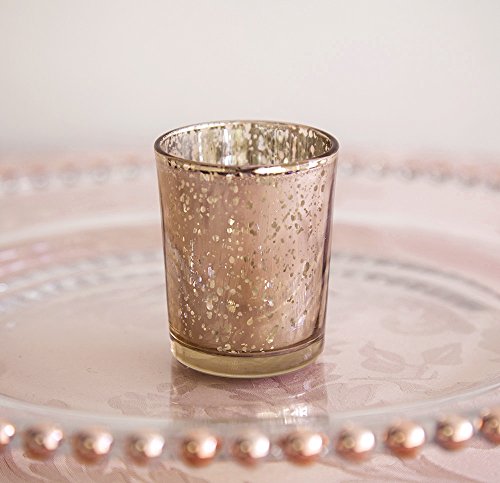 Club Green Xmas Glass Tea Light Candle Holder Rose Gold/Champagne/Silver 3 Sizes Wedding Decor Event (Champagne 55 x 60mm)