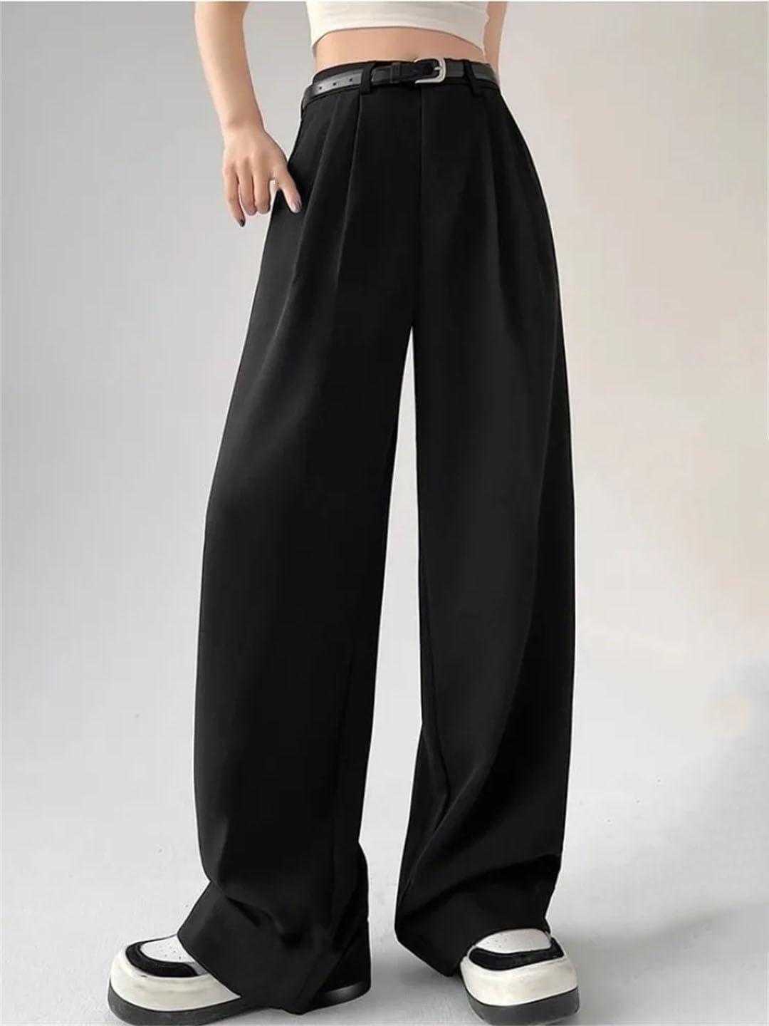 Woman's Vintage Baggy Suit Pants Classic Fashion Office Oversized High Waist Trousers Elegant Pants