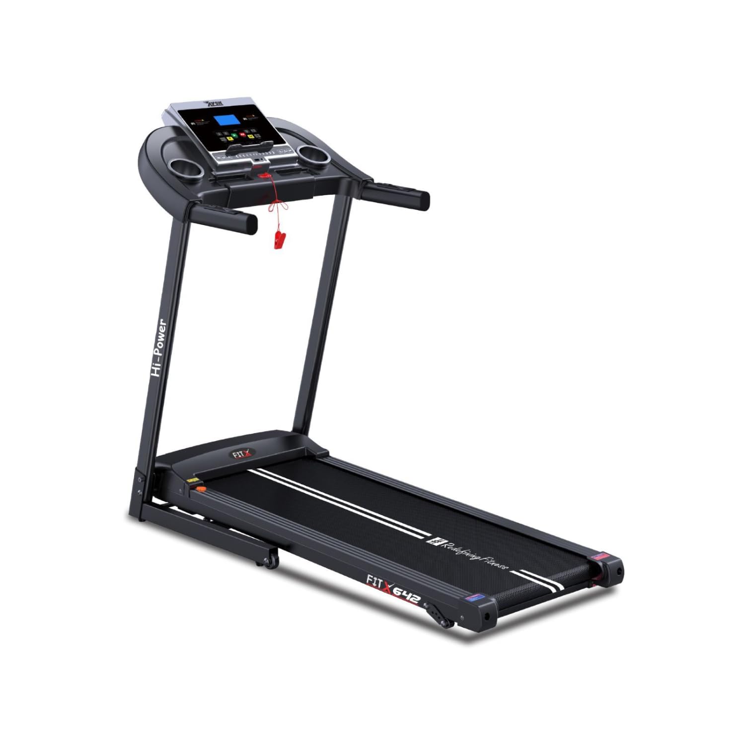 TM-642 Hi-Power Treadmill, 3.5 Inch LCD Display, 3.0HP Peak Power, 12 MPH Max Speed, Bottle Holder, Safety Key, Black. 3 Steps Manual Incline-image-17