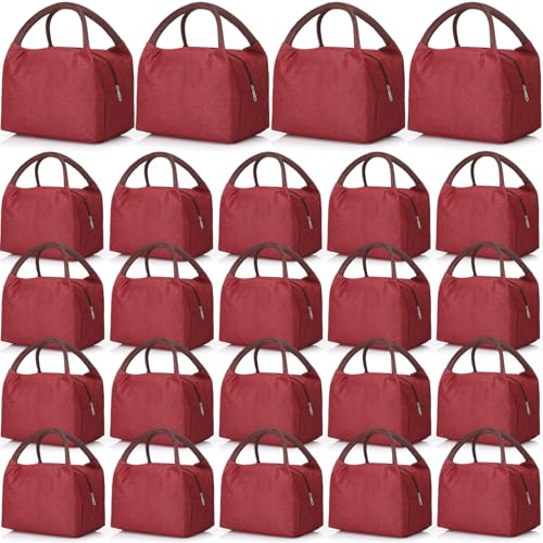 Chunful 24 Pcs Lunch Bags Bulk Insulated Reusable Lunch Bags Leakproof Tote with Aluminum Foil Interior Waterproof Thermal Tote for Women Adult Office...