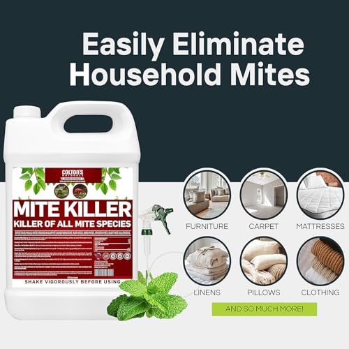 Image of Mite Killer Spray - Kills Dust, Bird, Carpet & Household Mites Fast | Non-Toxic, Kid & Pet Safe Formula for Bedding, Furniture & Home | (1 Gallon)