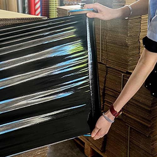 BOMEI PACK Black Stretch Wrap Industrial Strength with Plastic Handle 12" x 1000 Feet 80 Gauge 3-Pack, Black Shrink Wrap, Self-Adhering Black Plastic Wrap for Shipping, Moving by BOMEI PACK - Image 9