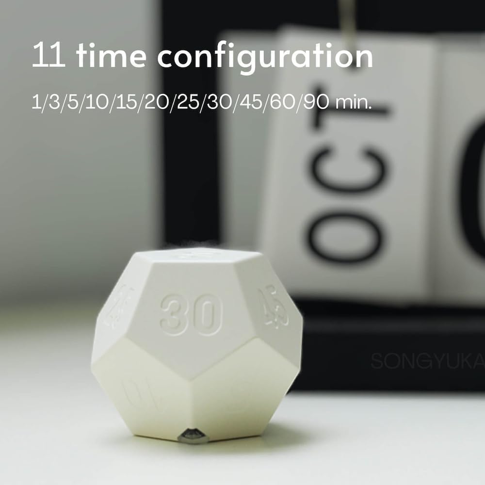Drehbarer Pomodoro Schreibtisch,Wiederaufladbare Produktivität Timer,Dusche Timer wasserdicht,Magnetische Flip Stummschaltung,Vibration (Yellow&White)