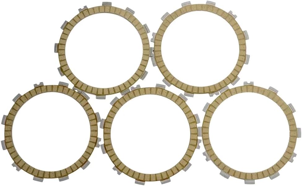 Motorcycle 5 Pcs Fibrous Street Clutch Discs Plates Universal Fit for BJ250 1999 2000 2001 2002 2003 2004 2005 2006 ZR250 2002 2003 2004 2005 GSX250 FX FXT 02 03 04 05 GSX Aftermarket Replacement