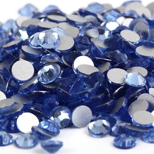 Hotfix Pedrería Cristal sin fijación por calor, diamantes de imitación, Strass cristal superbrillante, decoración artística uñas 3D, ropa vestir DIY(Light Sapphire,Ss10 1440pcs)