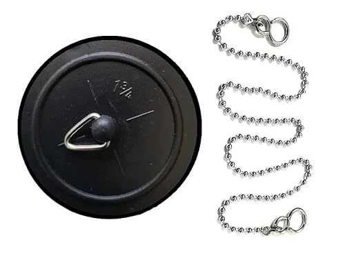 Simply Products 45Mm Black Plug & 450Mm Ball Chain 45Mm Basin/Bath/Sink Plug Black Rubber Plug With 450Mm Chrome Finish Ball Chain With S-Hook (45Mm Black Plug & 450Mm Ball Chain)