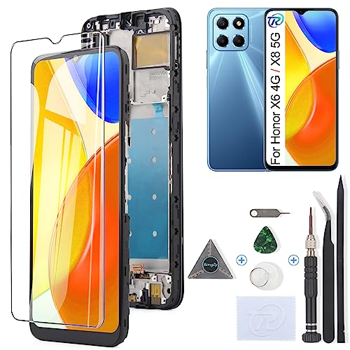 Écran LCD compatible Honor X6 bloc tactile de remplacement VNE-LX1 VNE-N41 6.5" cadre noir