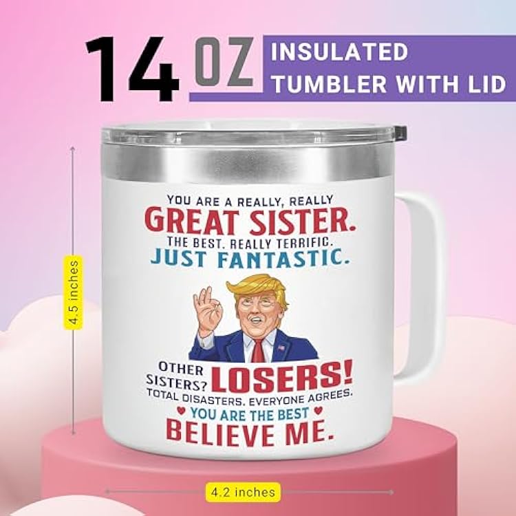 Gifts for Sister from Brother, Birthday Gifts for Adult Older Sis, You Are A Really Great Sister Mug Tumbler 14Oz - Insulated Coffee Cup with Lid and Gift Box
