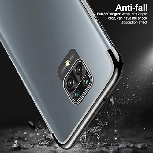 Image of Electroplating Shining Ultra Thin Soft Silicone Transparent TPU Mobile Back Case Cover for Mi Redmi Note 9 Pro /Redmi Note 9 Pro Max /Poco M2 Pro (Black)