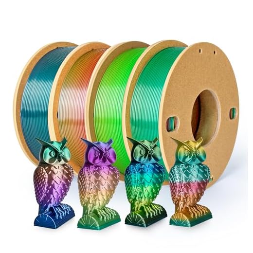 3Dgenius Silk Rainbow PLA Filament 1.75mm Silk PLA 3D Printer Filament Shiny Fast Color Changing Gradient Filament 3D Printing Filament Fit Most FDM Printers, 250g X 4 Spools