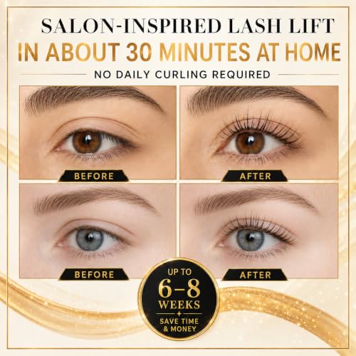 DAHPURE Black Lash Lift Kit Brow Lamination 4 in 1- Up to 8 Applications, At-Home Eyelash Perm & Curling Kit, Long-Lasting Salon-Style Results