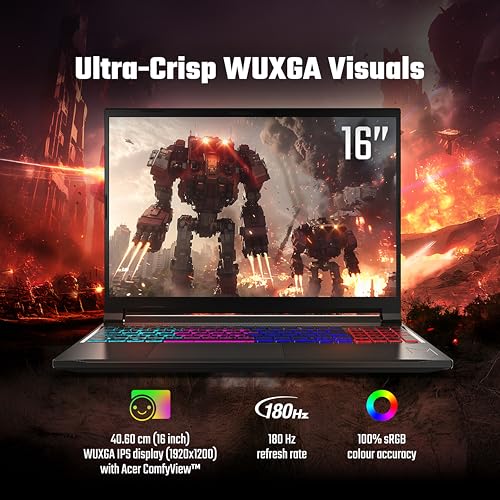 Image of acer Nitro V 16S AI, AMD Ryzen 7 260 Octa-core Processor, RTX 5050-8 GB GDDR7, 16 GB /1 TB,WUXGA IPS, 16.0 inch /40.64 cm, 180 Hz, Win 11 Home, Obsidian Black, 2.1 kg, ANV16S-41, RGB KB, Gaming Laptop